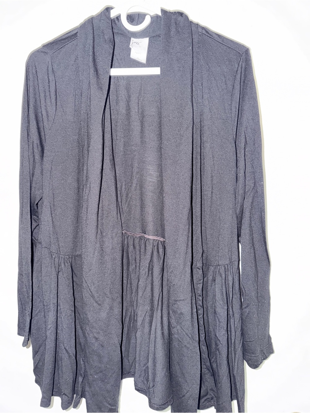 Just My Size Black Open-Front Long Cardigan